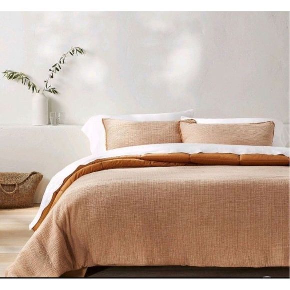 Casaluna Bedding Casalunatexturedchambray Cotton Comforter Set Full