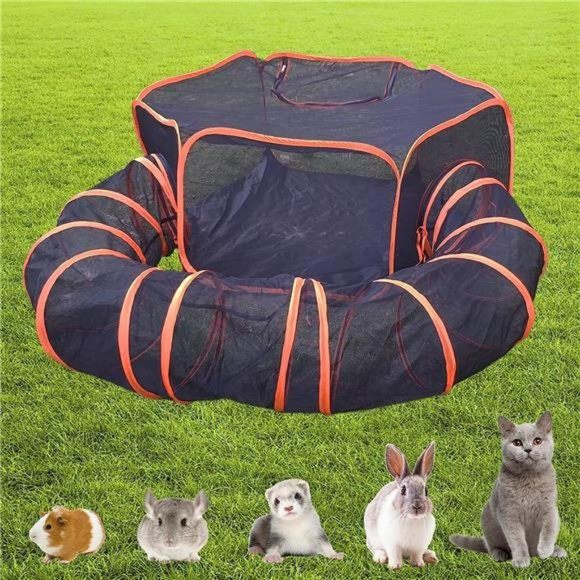 Cat Small Animal Playpen Large Rabbit Playpen With Tunnel Portable