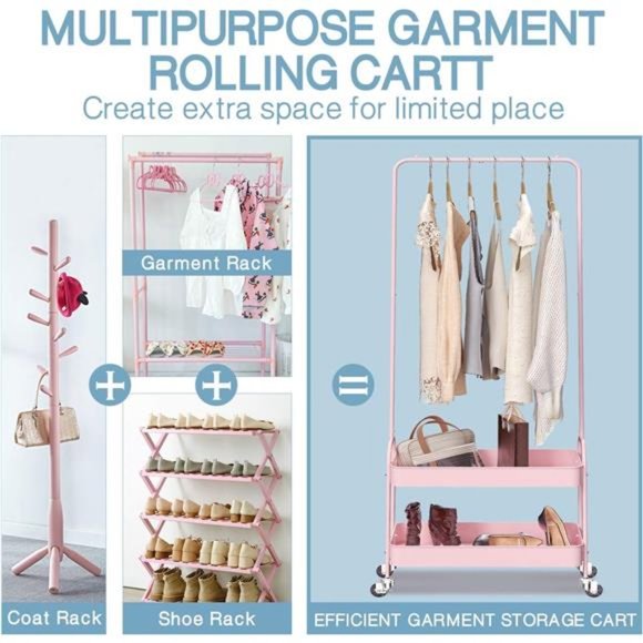 Storage & Organization | 2in 1 Garment Rack Clothing Rack With 2 Tier