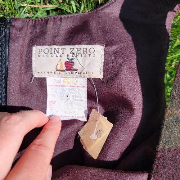 Point Zero Dresses Nicole Benisti Vintage 7s Wool Plaid Mini Dress