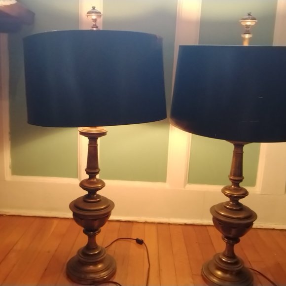 Stiffel Accents Stiffel Antique Brass Lamps With Original Shades