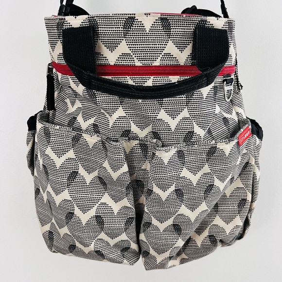 Skip Hop Bags Skip Hop Diaper Bag Black White Red Heart Crossbody
