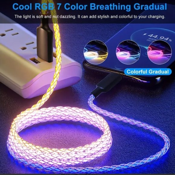 Android Cell Phones & Accessories Usb Type C Cable With Led Rgb