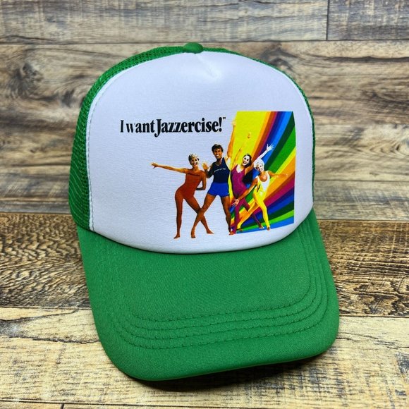 Unbranded Accessories Jazzercise Mens Trucker Hat Green Snapback 7s
