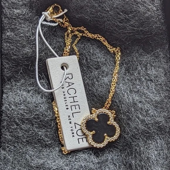 Rachel Zoe | Jewelry | Rachel Zoe Black Onyx Clover Necklace With