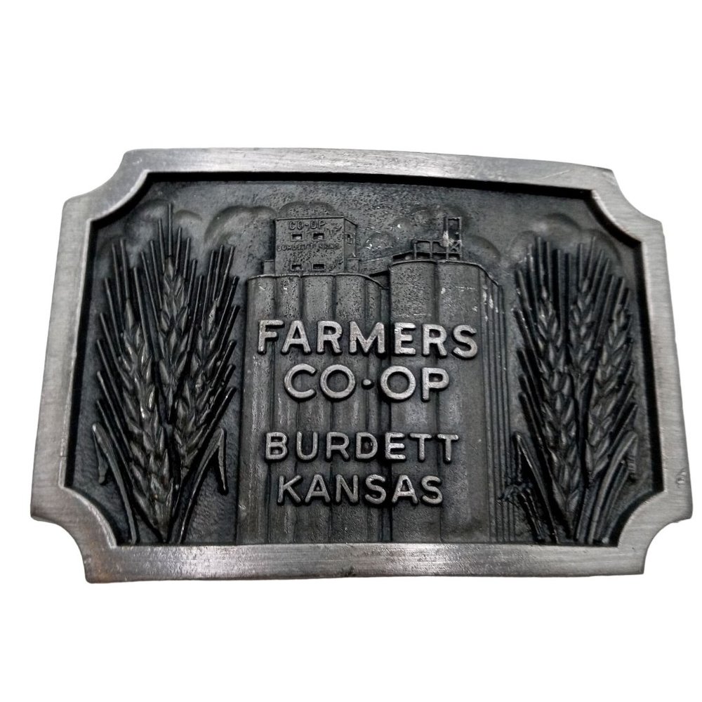 Burdett Kansas Belt Buckle Vintage Farmers Coop Coope… Gem