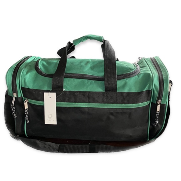Bags Green Sports 21 Duffle Gym Bag Side Pockets Zipper Closure Side