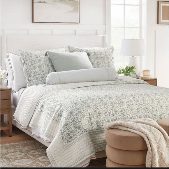 Studio McGee Bedding King Decorative Border Cotton Slub Printquilt