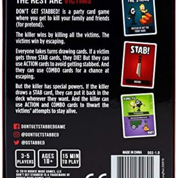 Toys Dont Get Stabbed Card Game By Rookie Mage Games New And Sealed