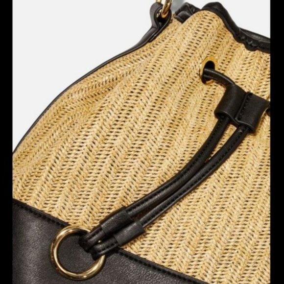 JustFab Bags Justfab Basket Weave Drawstring Bucket Bag Nwt Poshmark