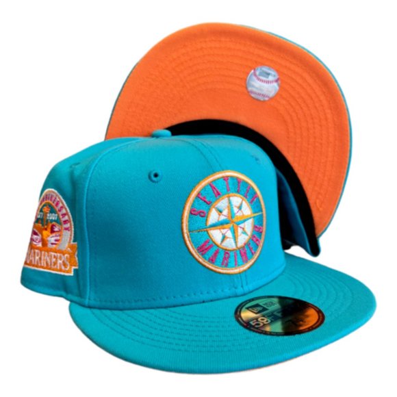 New Era Accessories New Era Seattle Mariners 59fifty Fitted Hat Teal 3th Anniversary Patch