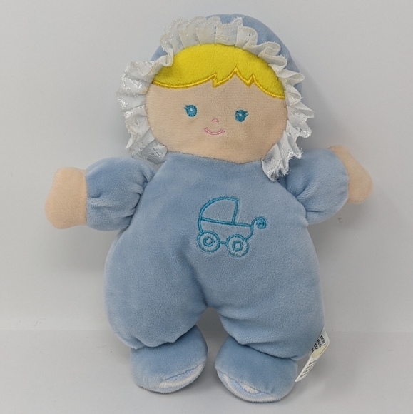 Prestige Toys Prestige Baby Doll Plush Blue Eyelet Rattle Stroller