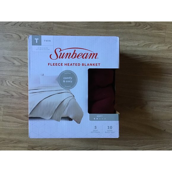 Sunbeam Bedding Sunbeam Heated Blanket Twin Red Fleece 5 Setting