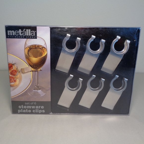 Prodyne Dining Metalla Stainless Steel Set Of 6 New Stemware Plate