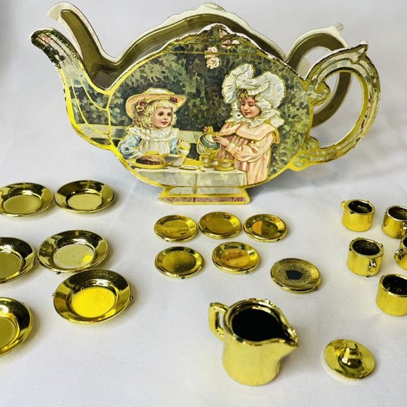 Shackman & Co. Toys Vintage Miniature 2 Piece Toy Tea Pot Set Box
