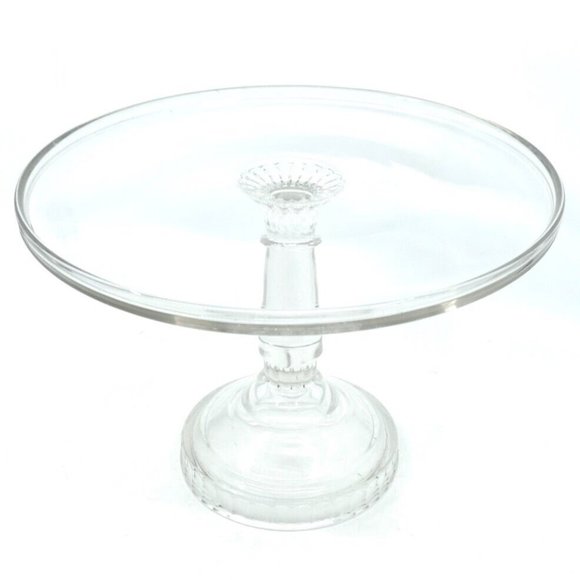 EAPG Footed Glass Cake Stand Dining Vintage Crystal Clear