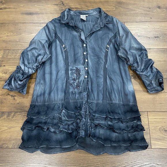 Parsley and Sage Tops Parsley Sage Top Womens Xl Blue Button