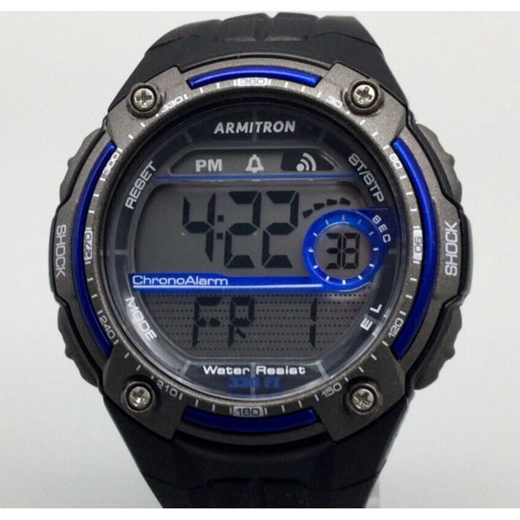 Armitron Accessories Armitron Pro Sport Watch Men 46mm Gray Blue Digital Dial New Battery