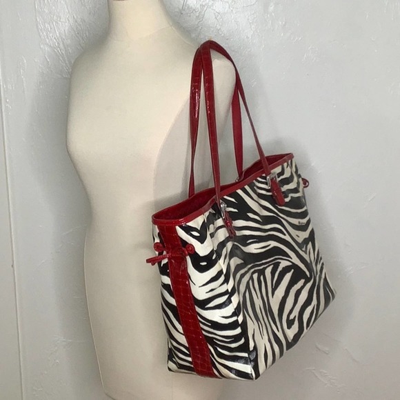 Brighton Bags Brighton Zebra Black White And Red Patent Leather