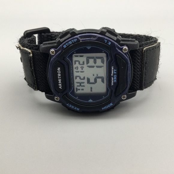 Armitron Accessories Armitron Digital Watch Men Black Blue Dial 39mm Timer Backlight New
