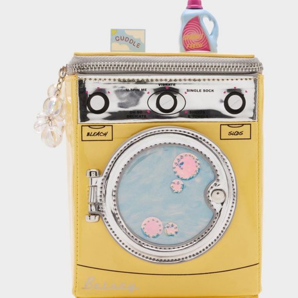 Betsey Johnson Bags Betsey Johnson Kitch Spin Me Crossbody Yellow Washing Machine Purse Bag