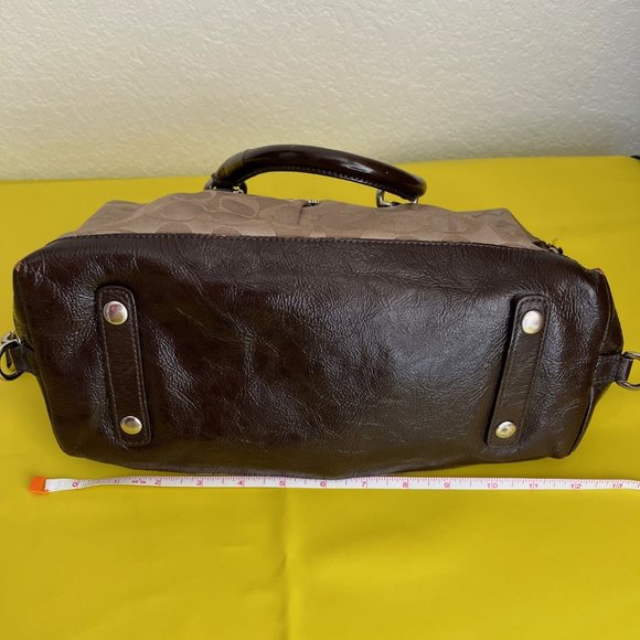 Coach Bags Coach Logo Canvas Brown And Tan Shoulder Bag Brown And