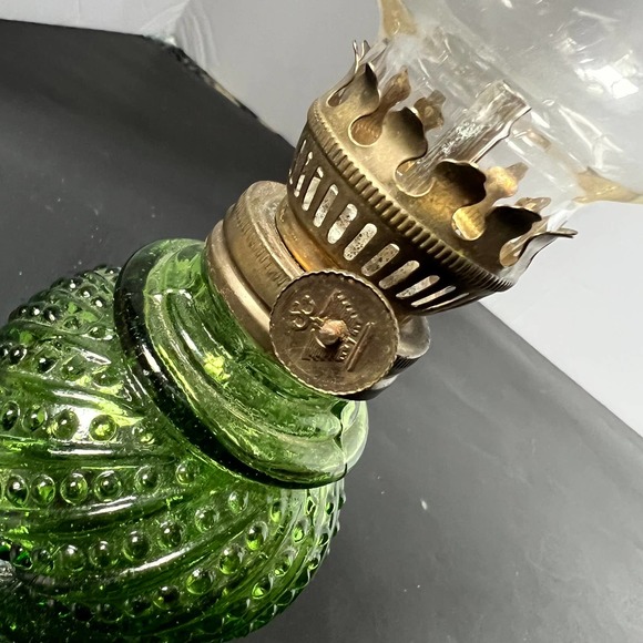 Unknown Accents Emerald Green Glass Chimney Kerosene Mini Table