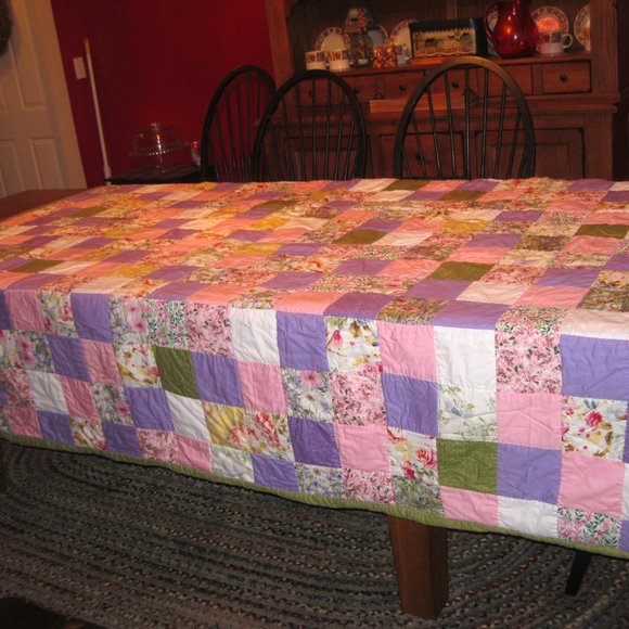 Handmade Bedding King Quilt Handmade 5 Squares Shabby Shek 9 X 94