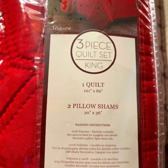 Stenson Bedding 3 Piece King Size Red Quilt Poshmark