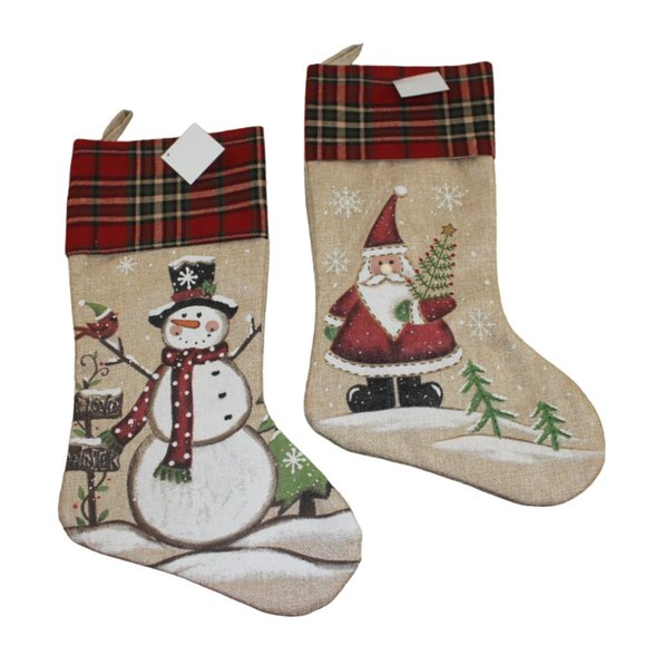 Hobby Lobby Holiday Hobby Lobby Santa Claus Snowman Tan Red Plaid