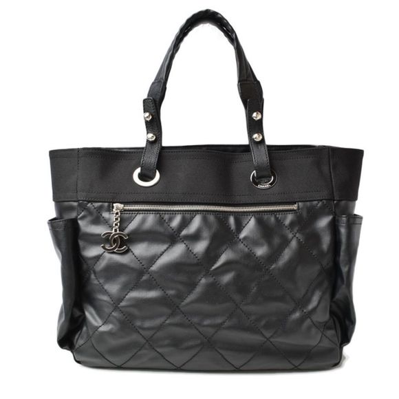 CHANEL Bags Chaneltotebag Boston Bag Nylon Canvas Quilted Black