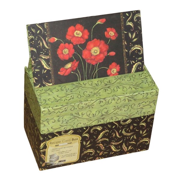 Lang Kitchen Lang Recipe Card File Box Easel Poppies Design 4 X 6
