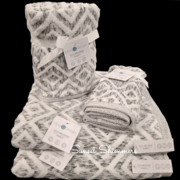 Mind on Design Bath 6pc Mind On Design Bath Hand Tip Towel Set Diamond Geo Gray White Marble