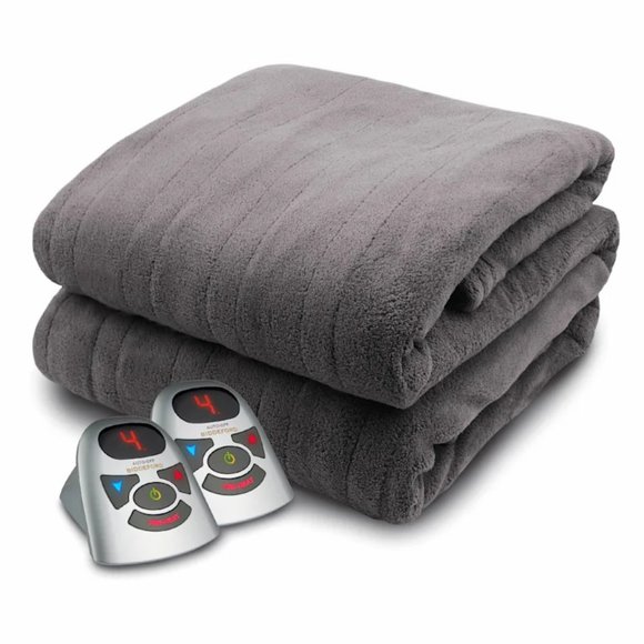 BIDDEFORD Bedding Microplush Heated Balnket By Biddeford Size Queen