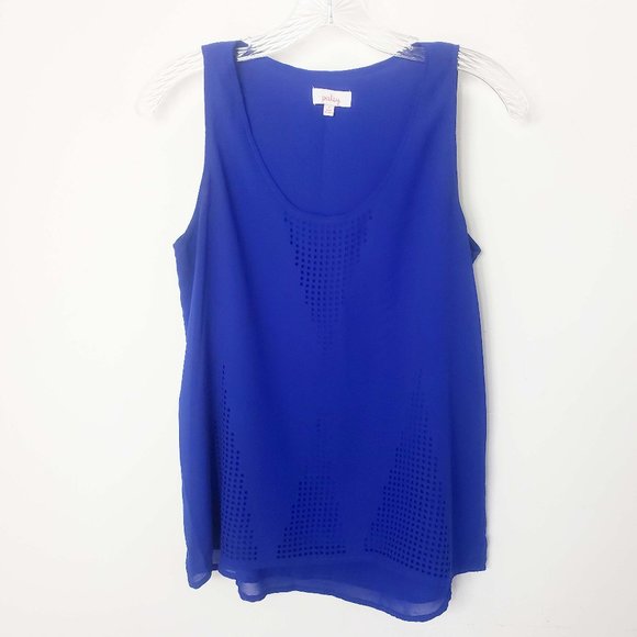 Pixley Tops Pixley Womens Royal Blue Semi Sheer Layered Shell Shirt