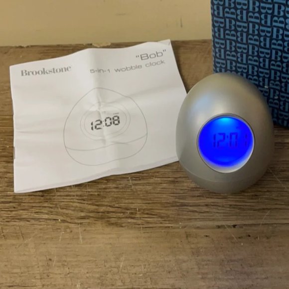 Brookstone Other Brookstone Bob Silver 5in Wobble Clock Oval Egg