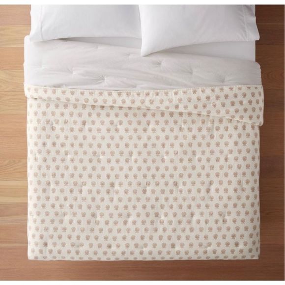 Studio McGee Bedding King Lofty Cotton Slub Woodblock Print Floral