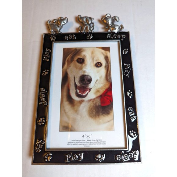 Khol's Accents Pewter Black Enamel 2d Cartoon Dog Toper 4x6 Photo