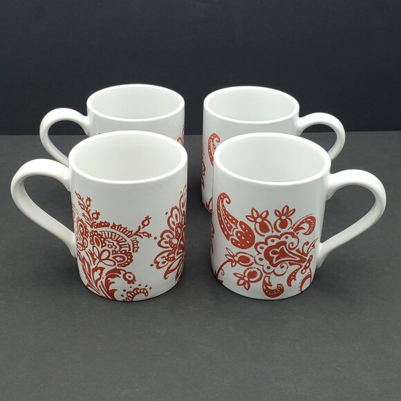Corelle Dining Corelle Coordinates Stoneware Red Paisley Mugs