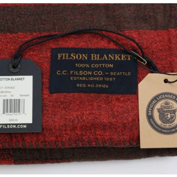 Filson Bedding Filson Smokey Bear Cotton Blanket 72 X 54 Limited Edition Made In Portugal