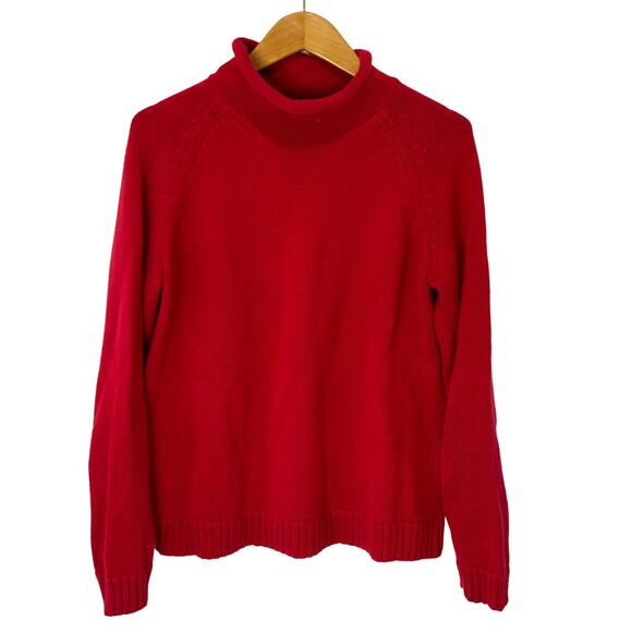 Lands' End Sweaters Lands End Womens Red Cotton Ragg Sweater