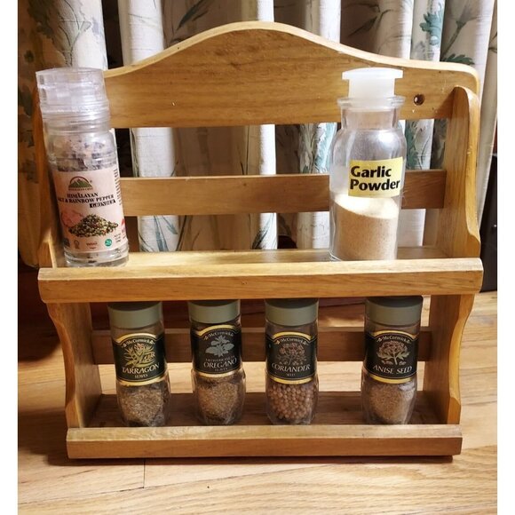 Unbranded Kitchen Spice Rack Solid Maple Wood Display Shelf Wall
