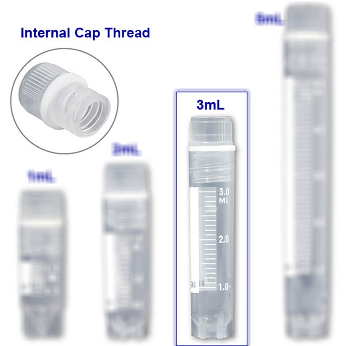 Internally Threaded Cryogenic Vials, SelfStanding, Sterile, 3mL