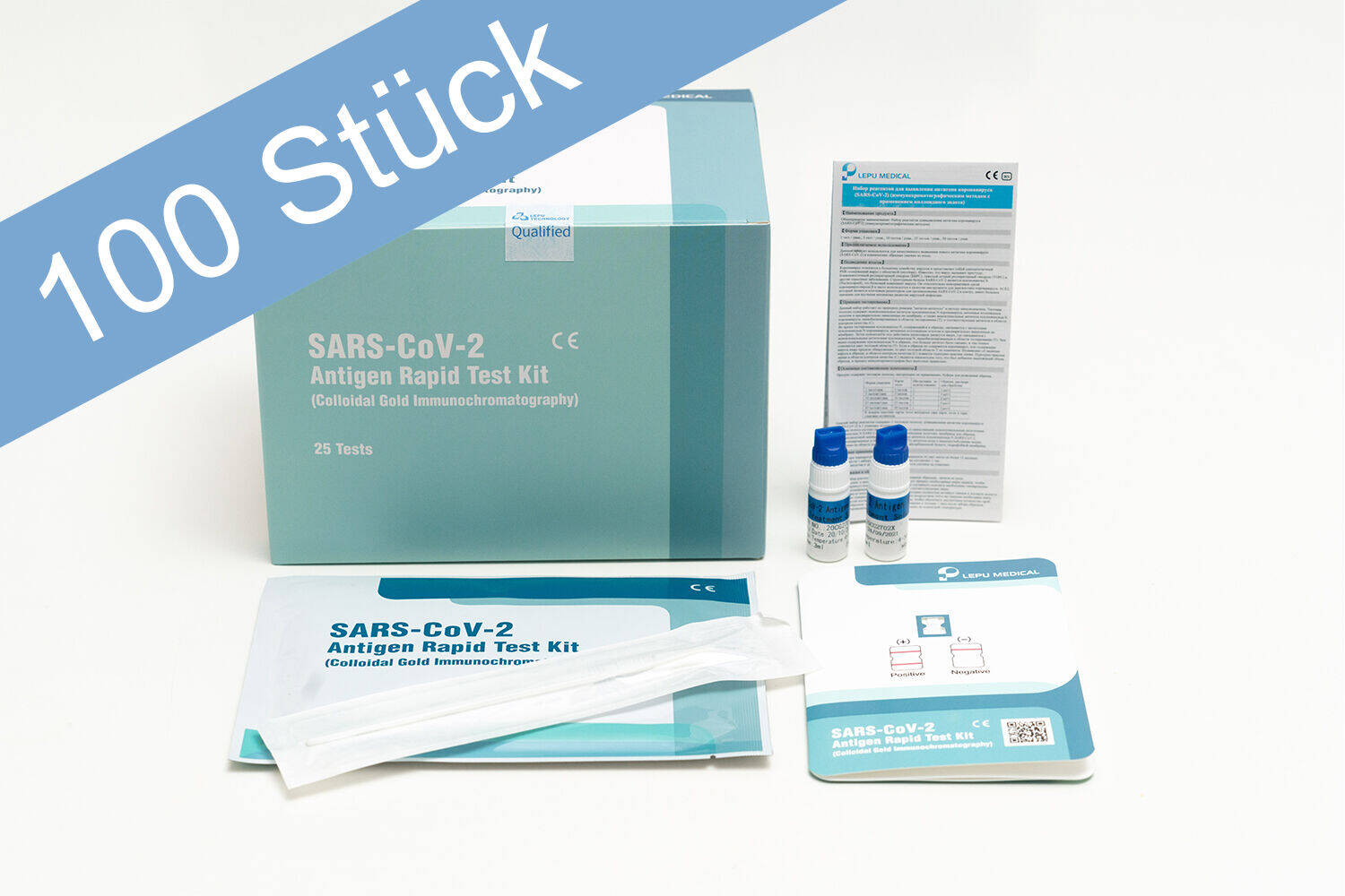 LEPU Medical SARSCoV2 Antigen Rapid Test 100 Stk. NasenbohrerTests