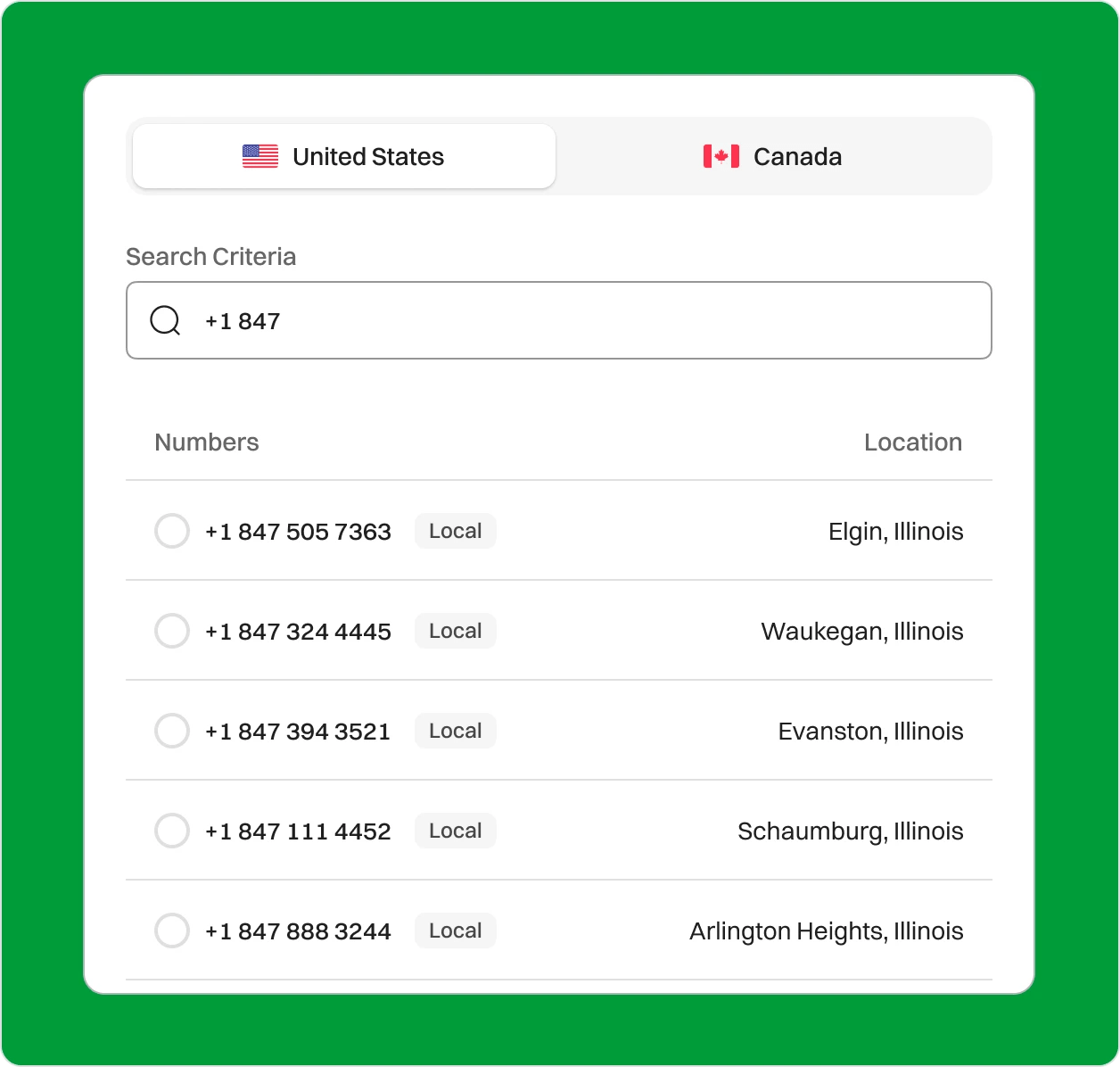 "847 Area Code Get Local Phone Number for Elgin, IL