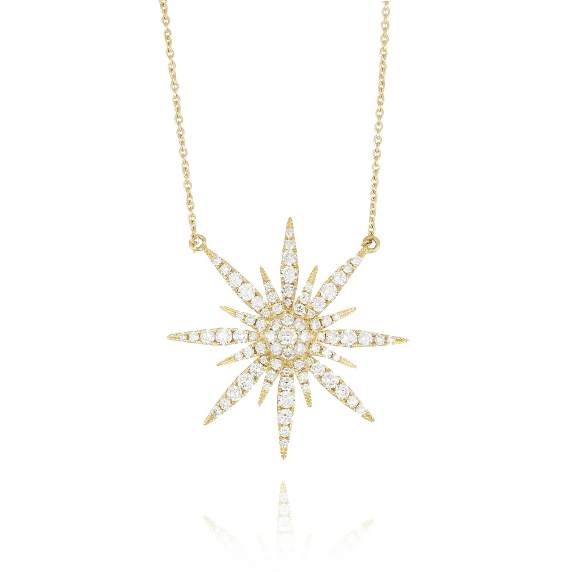 Sun Pendant in 18k Yellow Gold With Diamonds on Striking Statement