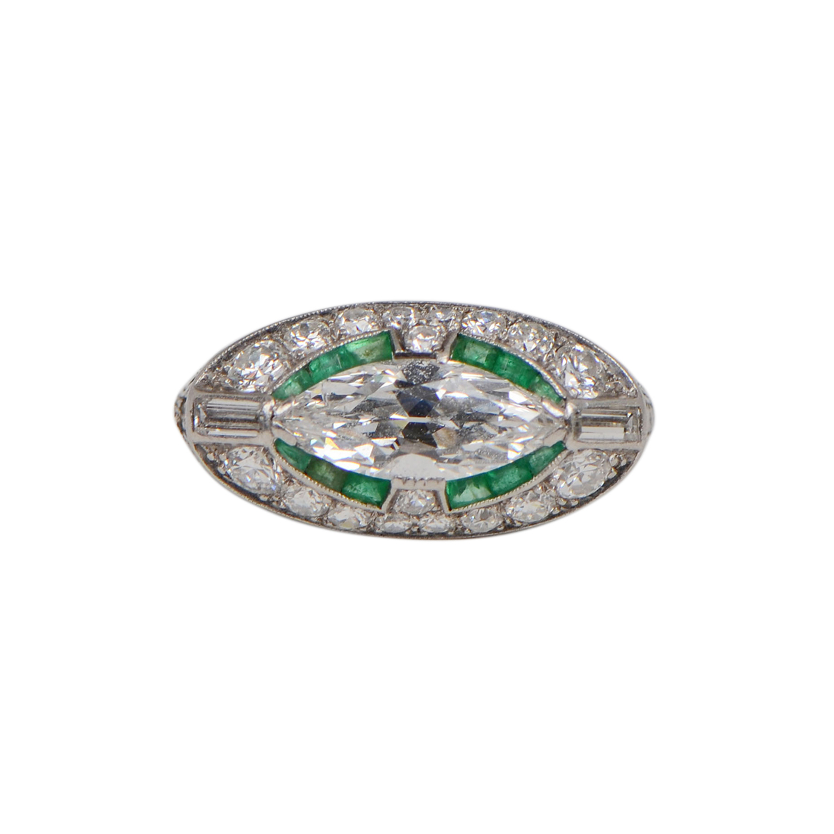 Art Deco Marquise Diamond And Emerald Ring The Rapaport Collection