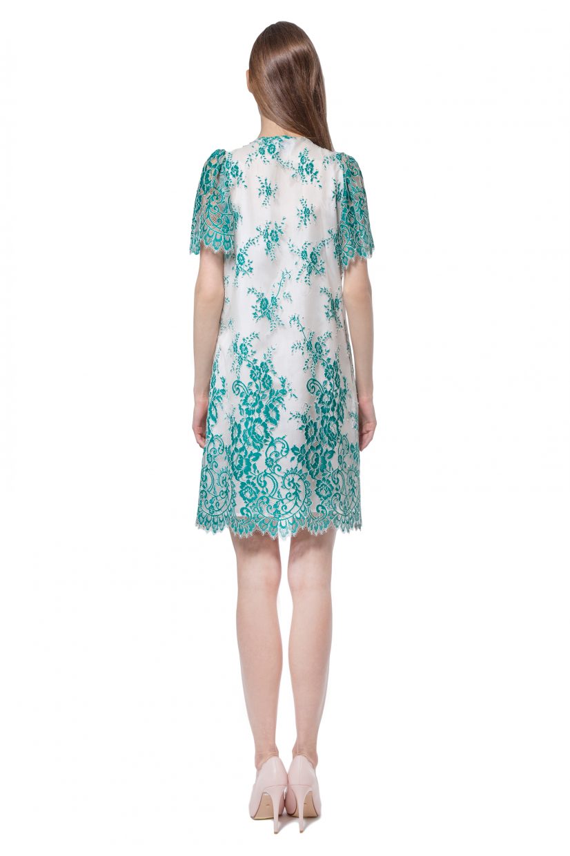 Green lace dress with jabot 2 Diana Arno