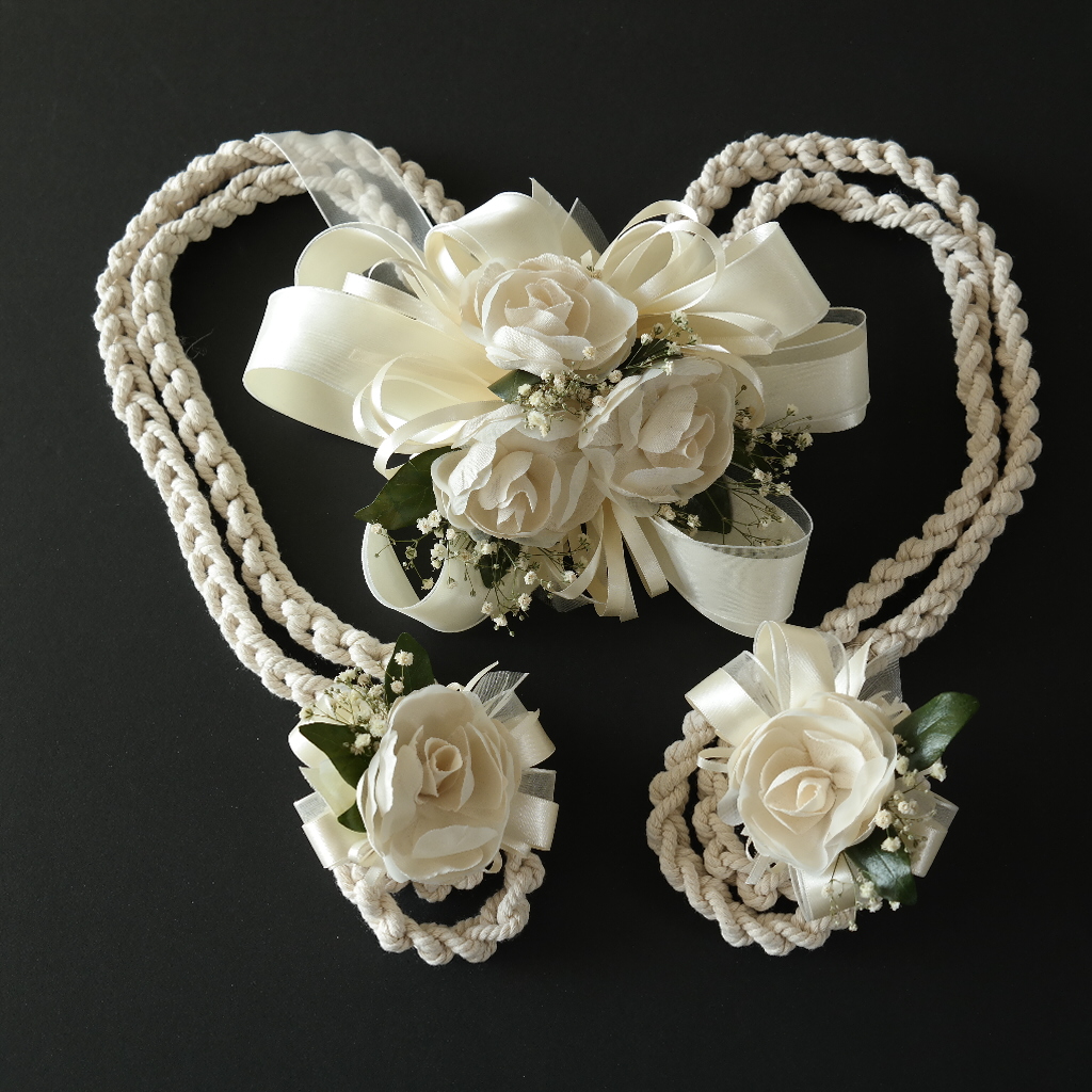 Lazo De Boda Cordón Trenzado De Gardenias LTA001 Ramos, Tocados Y