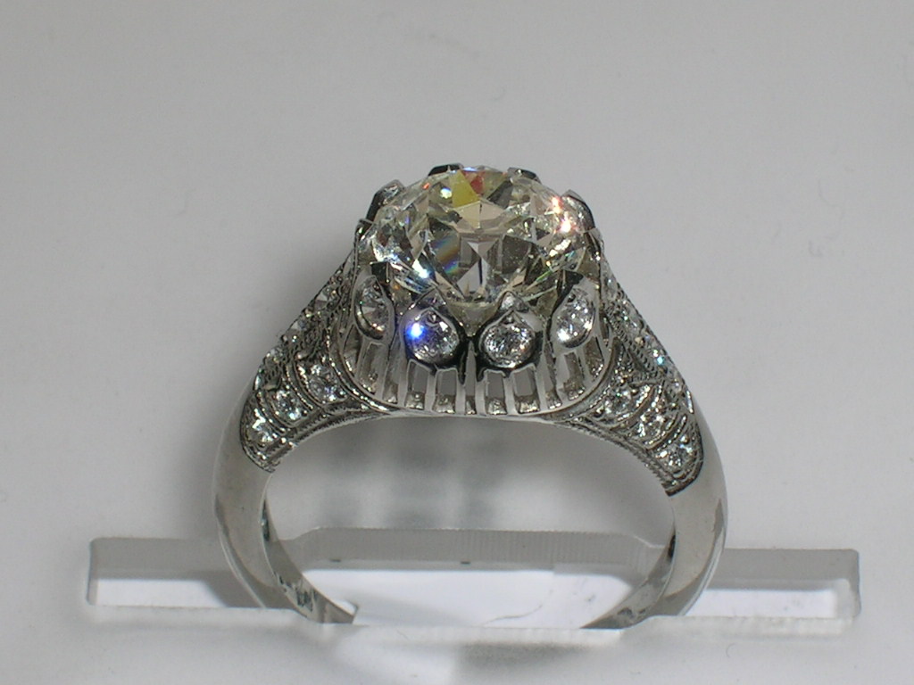 Platinum Estate Style Ring With One 2.31Ct Round Diamond *SOLD* (Call
